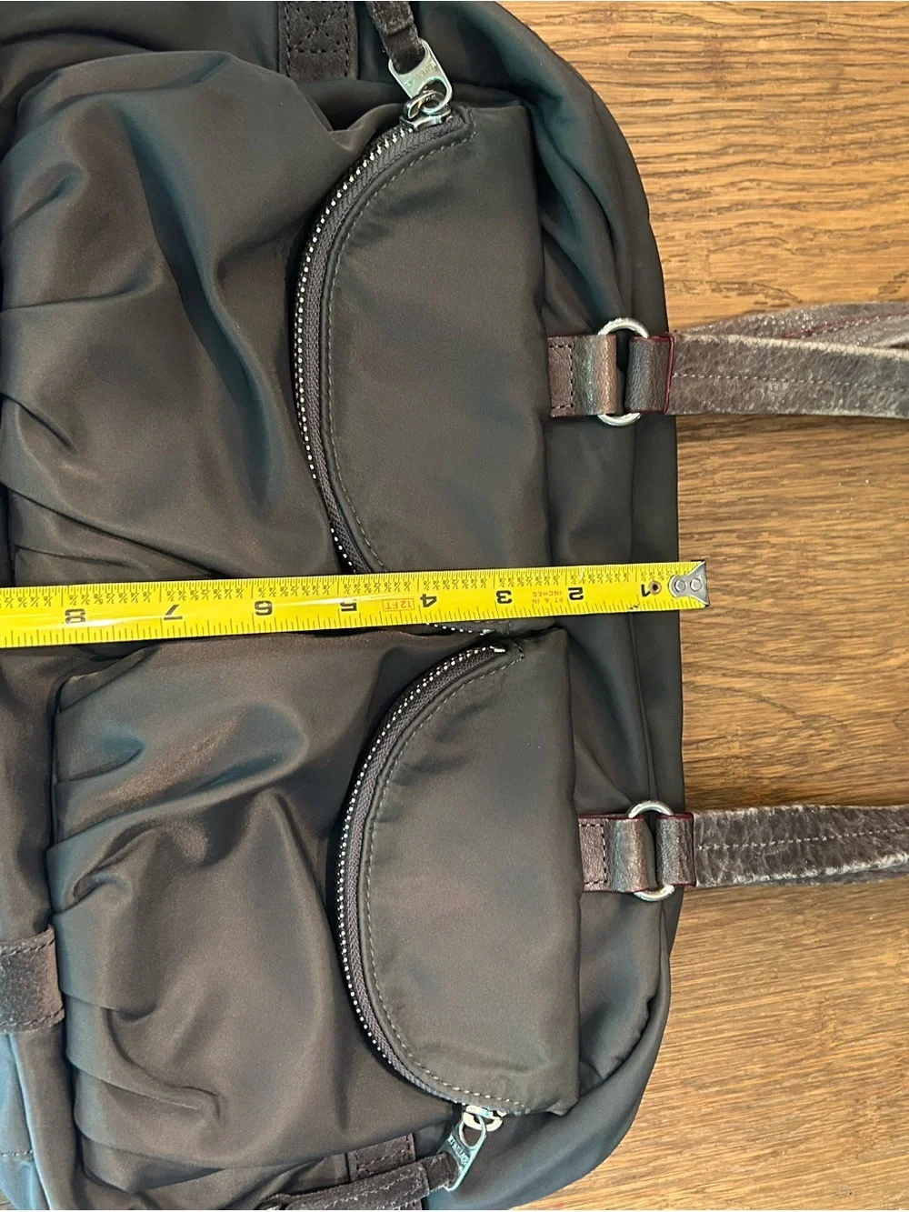 MZ Wallace Charcoal Nylon Shoulder Bag with Dual Front Pockets